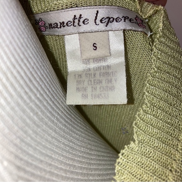 Nanette Lepore 100% Silk Blouse and Cardigan Set Light Green Peacocks 4 S Rare - Picture 12 of 12